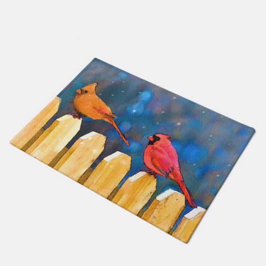 Paillasson Cardinals on the Fence Painting - Art original (Incliné)