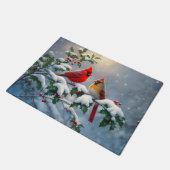 Paillasson Cardinaux rouges et Holly en neige (Incliné)