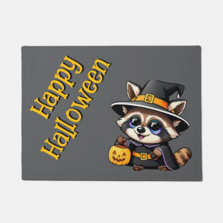 Paillasson Caricature adorable sorcière raccoon