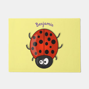 Paillasson Caricature de coccinelle rouge joyeux