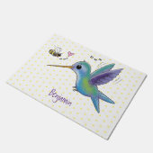 Paillasson Caricature de colibri d'abeille mignonne (Incliné)