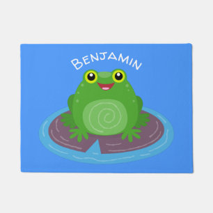 Paillasson Caricature de grenouille verte mignonne