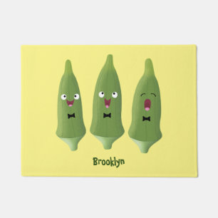Paillasson Caricature de légumes de l'okra chantante mignonne