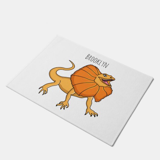 Paillasson Caricature de lézard à col frisé orange (Incliné)