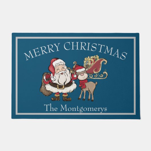 Paillasson Caricature de Noël Père Noël et Rudolph the Reinde (Devant)