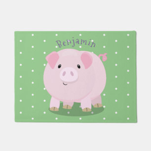 Paillasson Caricature de porc mignon rose pot vendue
