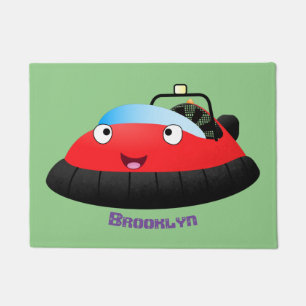 Paillasson Caricature d'hovercraft rouge joyeux