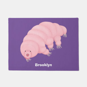 Paillasson Caricature d'ours d'eau tardigrade rose mignon
