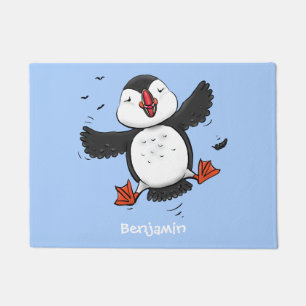 Paillasson Caricature en bleu bouffin joyeux