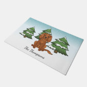 Paillasson Carlin Cavalier King Charles Spaniel Ruby en Hiver (Incliné)