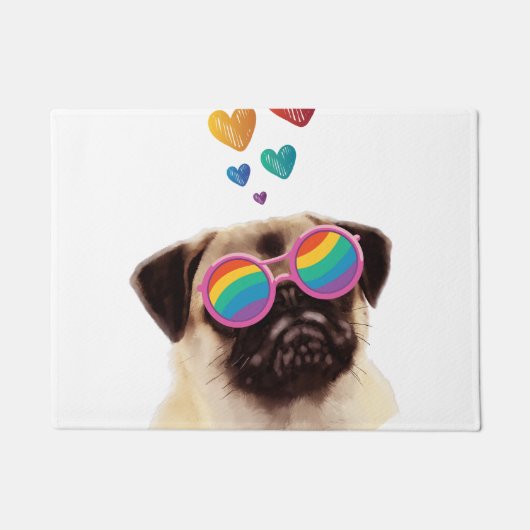 Paillasson Carlin Chien avec Coeurs Saint-Valentin (Devant)