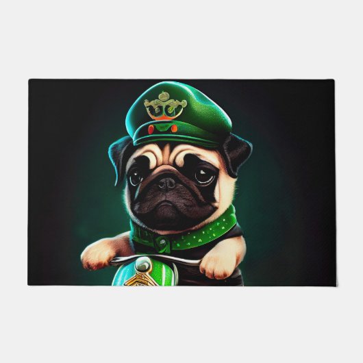 Paillasson Carlin Chien Conduite Vélo St. Patrick's Day (Devant)