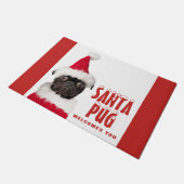 Paillasson Carlin noir mignon à Santa Hat Noël (Incliné)