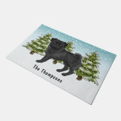 Paillasson Carlin noir mignon caricature Chien Snowy Winter F (Incliné)