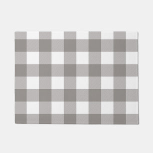 Paillasson Carré de plaid écossais gris et blanc rustique de