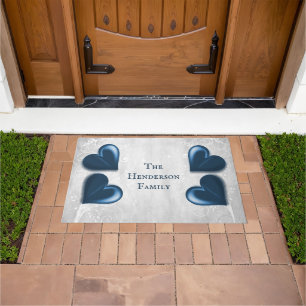 Paillasson Carreaux bleus mat de porte personnalisée