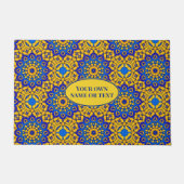 Paillasson Carreaux marocains en bleu et jaune avec zone de t (Devant)