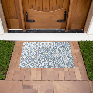 Paillasson Carreaux Méditerranéens, Marocains, Majolique, Azu
