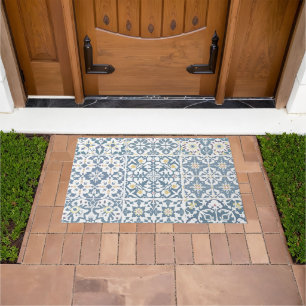 Paillasson Carreaux Méditerranéens, Marocains, Majolique, Azu