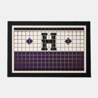 Carrelage Bistro vintage violet et monogramme or