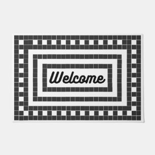 Paillasson Carrelage Carré noir et blanc de bienvenue