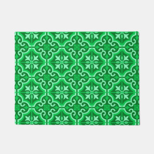 Paillasson Carrelage marocain embelli Motif, vert émeraude
