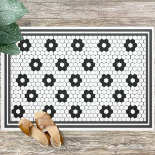 Paillasson Carrelage Vintage noir et blanc classique