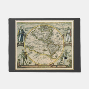 Paillasson Carte Ancienne, 1596, America Sive Novus Orbis
