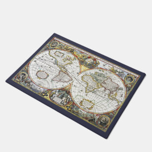 Paillasson Carte ancienne du monde par Hendrik Hondius, 1630