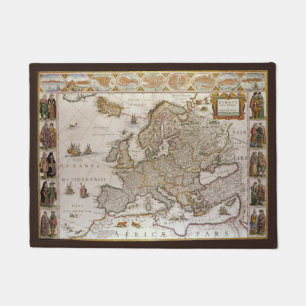 Paillasson Carte antique de l'Europe par Willem Jansz Blaeu,