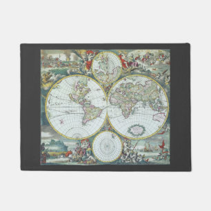 Paillasson Carte antique du monde du 17e siècle, Frederick De
