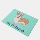 Paillasson Carte Corgi Chien vert (Incliné)