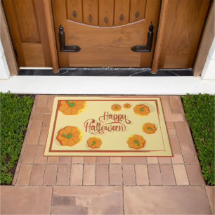 Paillasson Carte de voeux encadrée Happy Halloween typographi