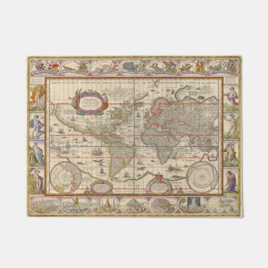 Paillasson Carte du monde médiéval (par Willem Blaeu) (Devant)