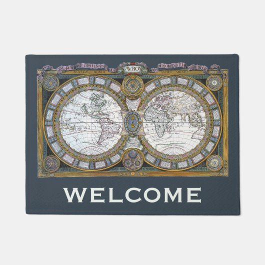 Paillasson Carte du Vieux Monde par Claude Auguste Berey (Devant)