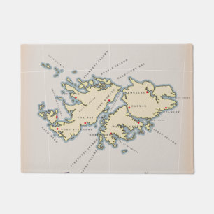 Paillasson Carte illustrée des îles Falkland. Planificateur
