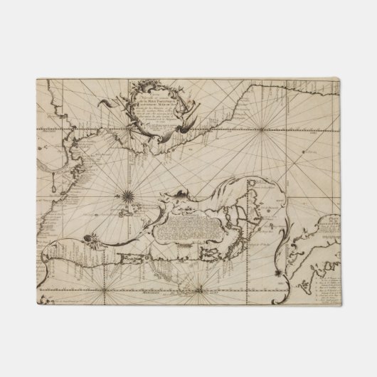 Paillasson Carte nautique ancienne Pacifique Ocean Tiki Bar (Devant)
