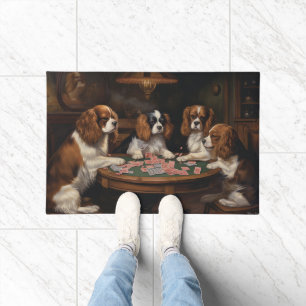 Paillasson Cavalier King Charles Espaniels Jouer Poker Art