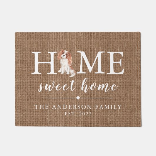 Paillasson Cavalier King Charles Home Sweet Home Porte (Devant)