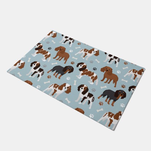 Paillasson Cavalier King Charles Spaniel Paws and Bones (Incliné)