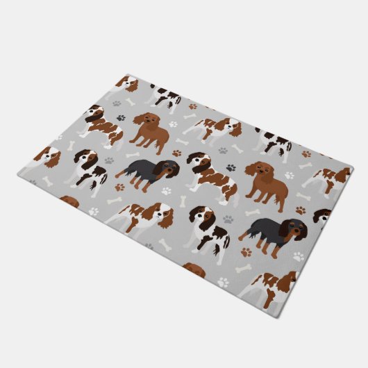 Paillasson Cavalier King Charles Spaniel Paws and Bones (Incliné)