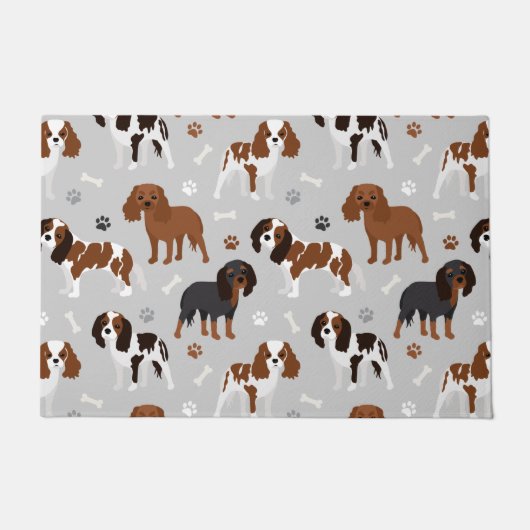 Paillasson Cavalier King Charles Spaniel Paws and Bones (Devant)