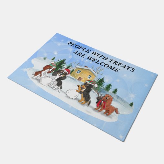 Paillasson Cavalier King Charles Spaniels Construire un Snowm (Incliné)