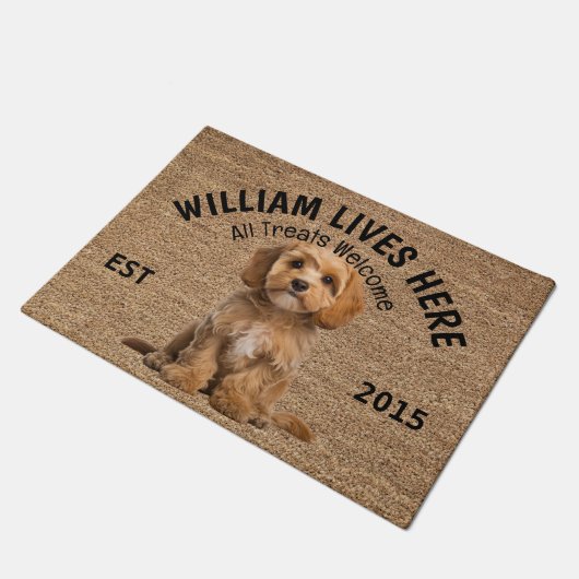 Paillasson Cavapoo Portable Amoureux des chiens personnalisé (Incliné)