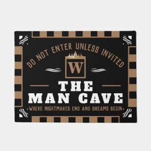 Paillasson CAVE D'HOMME drôle avec monogramme Bienvenue NOI
