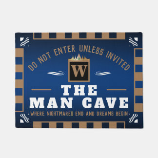 Paillasson CAVE HOMME drôle avec monogramme | Bienvenue BLEU