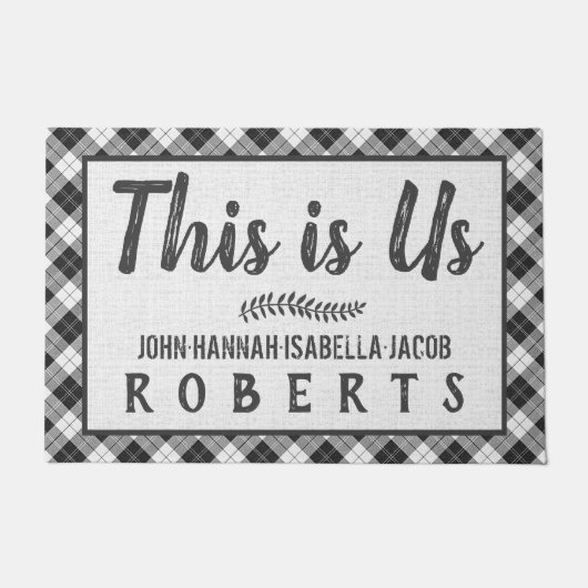 Paillasson Ceci est nous Black White Buffalo Check Nom Plaid  (Devant)