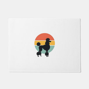 Paillasson Cercle de silhouette de chien rétro coucher de sol
