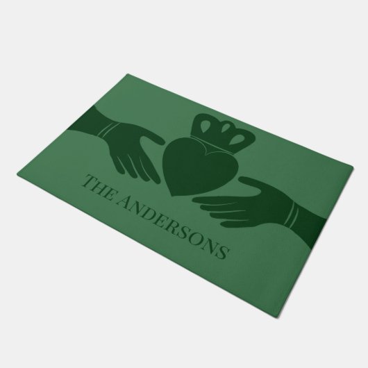 Paillasson Cercle irlandais Claddagh Vert personnalisé (Incliné)