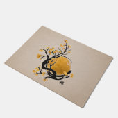 Paillasson Cercle Zen Enso, soleil d'or et fleurs Sakura (Incliné)